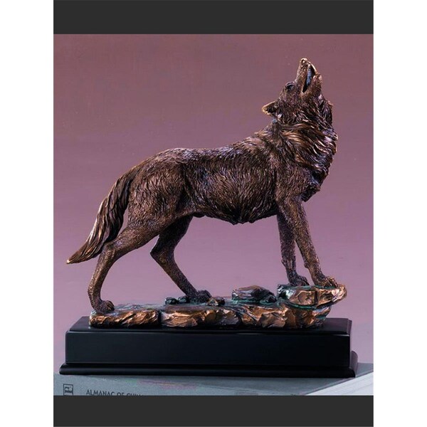 Dwellingdesigns F 12 x 13 in. Treasure of Nature Howling Wolf Bronze Statue DW3086193 - main